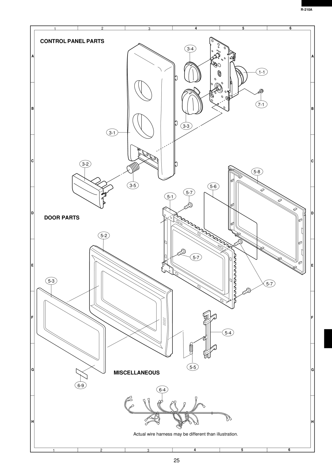 Sharp R-210A specifications Control Panel Parts Door Parts Miscellaneous 