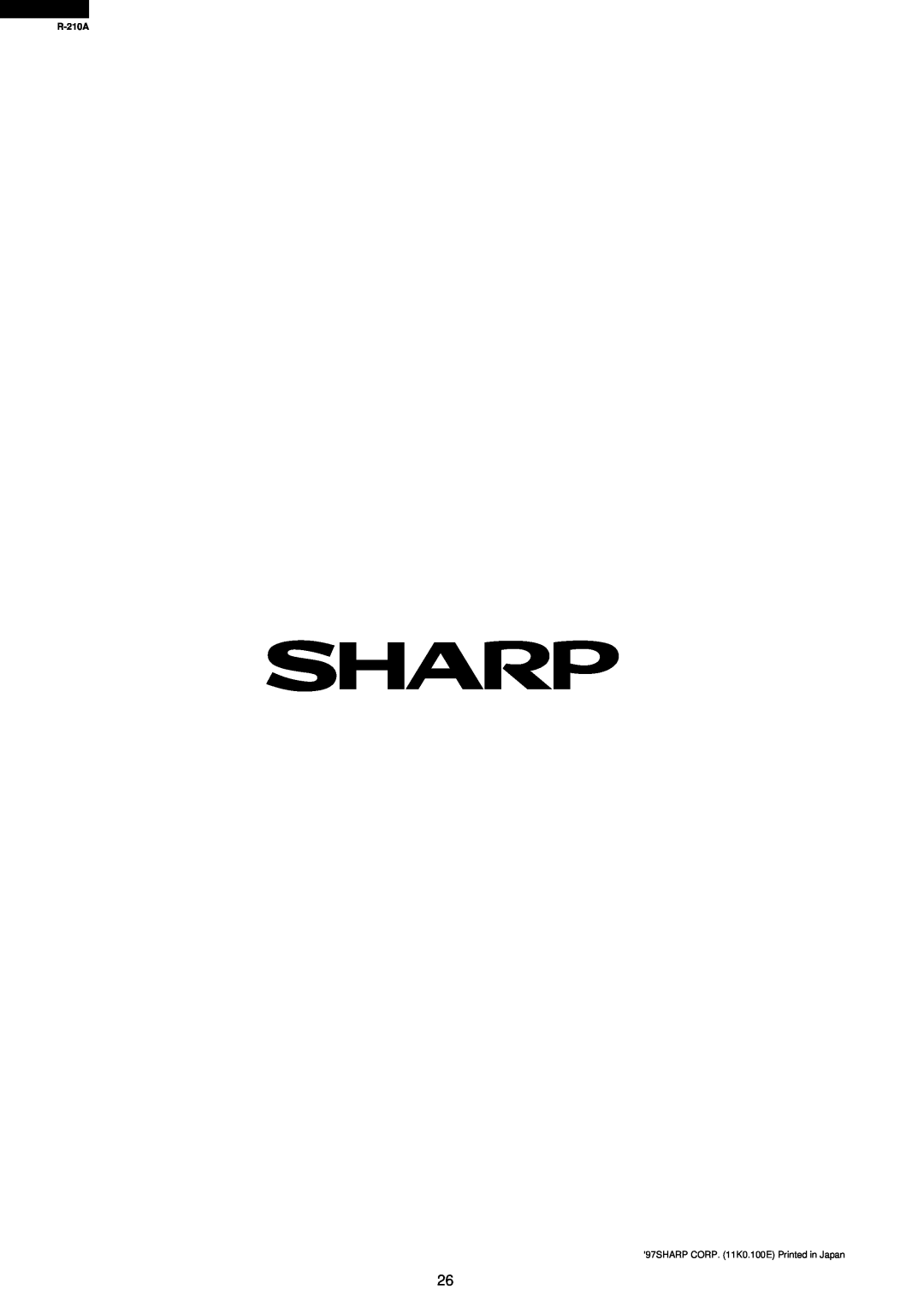 Sharp R-210A specifications 