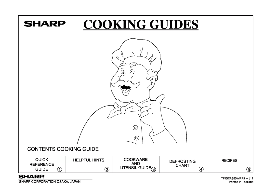 Sharp R-210D Reference, Recipes, Cooking Guides, Contents Cooking Guide, Quick, Helpful Hints, Cookware And Utensil Guide 