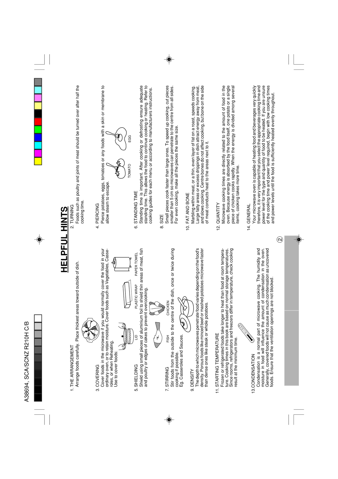 Sharp R-210H operation manual Helpful Hints 