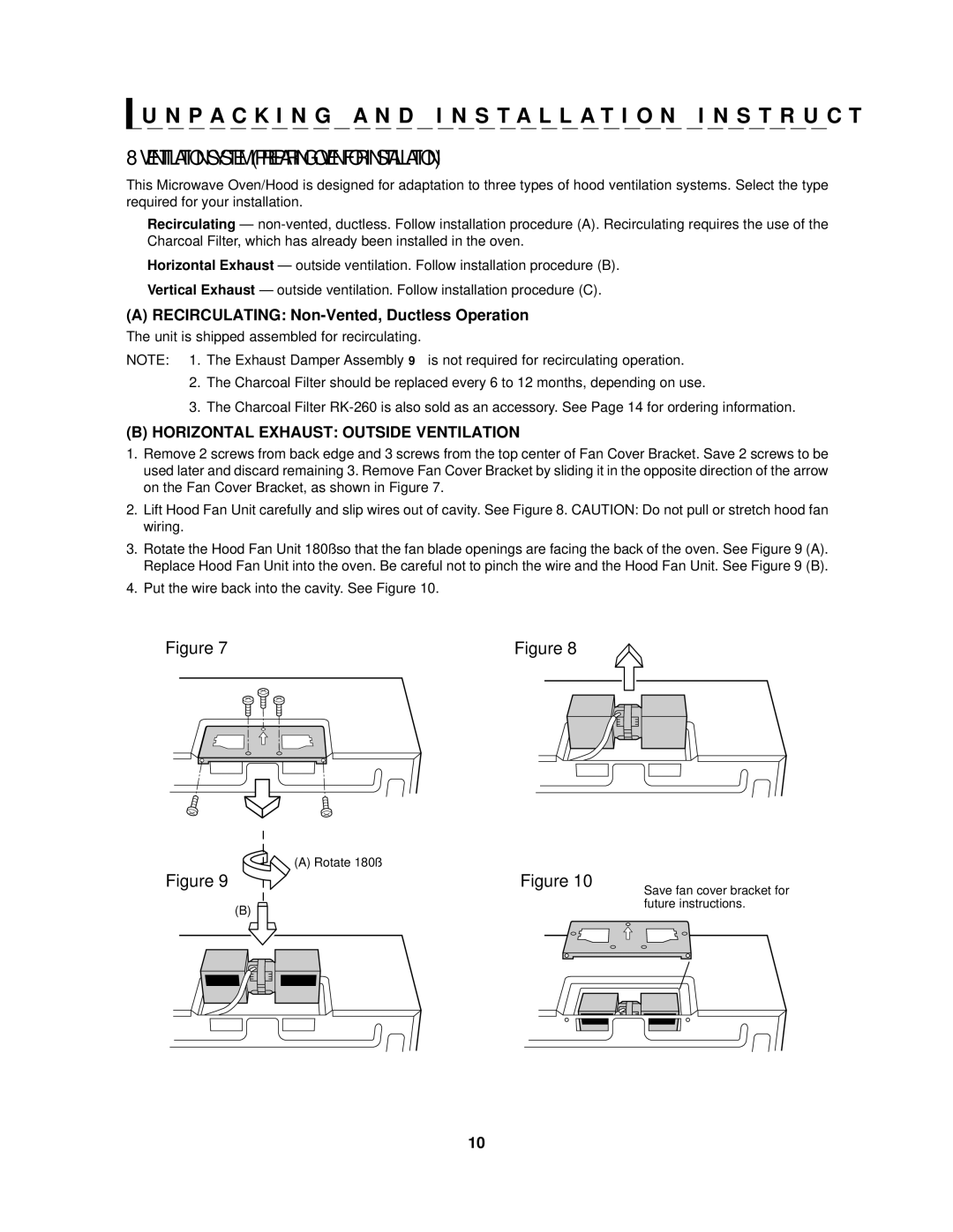 Sharp R-2120J, R-2130J manual Ventilation System Preparing Oven for Installation, Horizontal Exhaust Outside Ventilation 