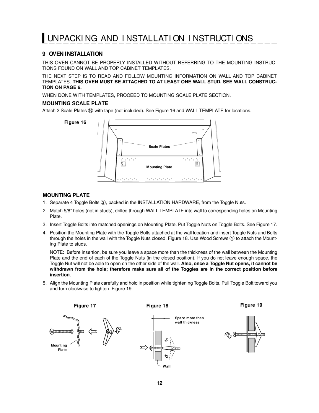 Sharp R-2120J, R-2130J manual Oven Installation, Mounting Scale Plate, Mounting Plate 