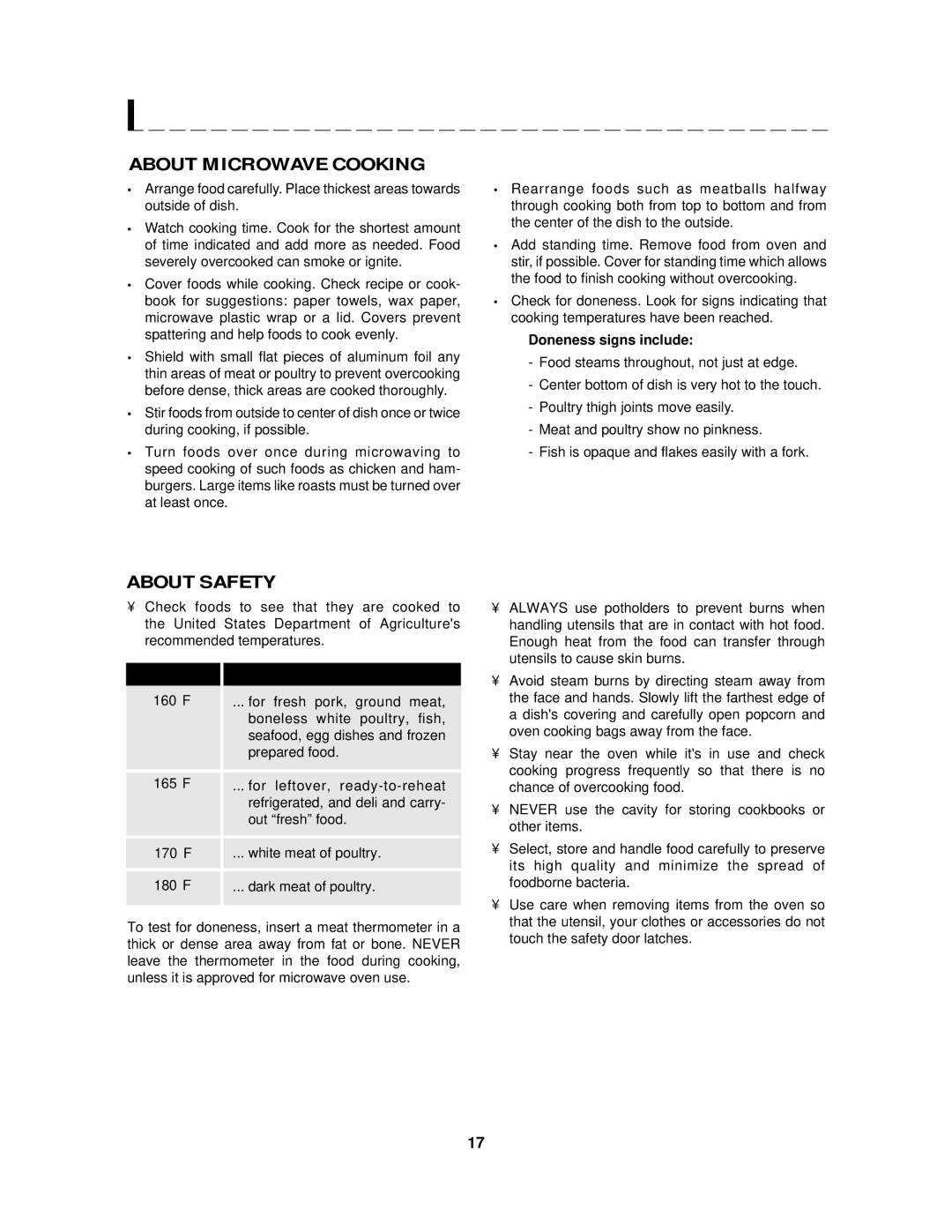 Sharp R-2130J, R-2120J manual About Microwave Cooking, About Safety, M P O D, Doneness signs include 