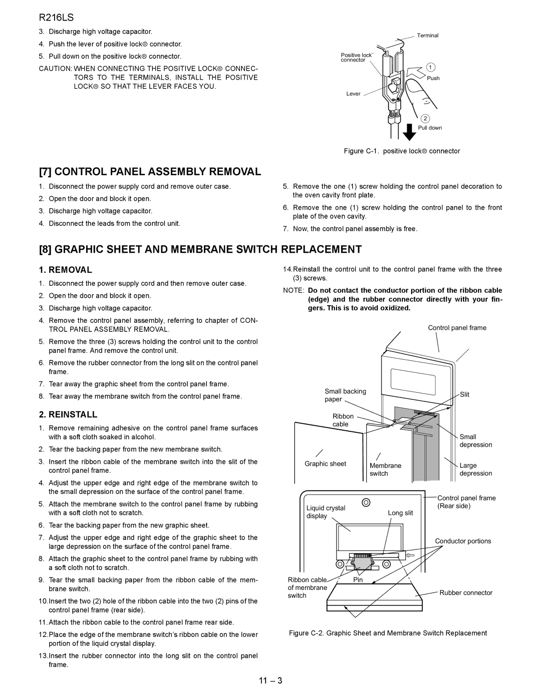 Sharp R-216LS Control Panel Assembly Removal, Graphic Sheet and Membrane Switch Replacement, Trol Panel Assembly Removal 