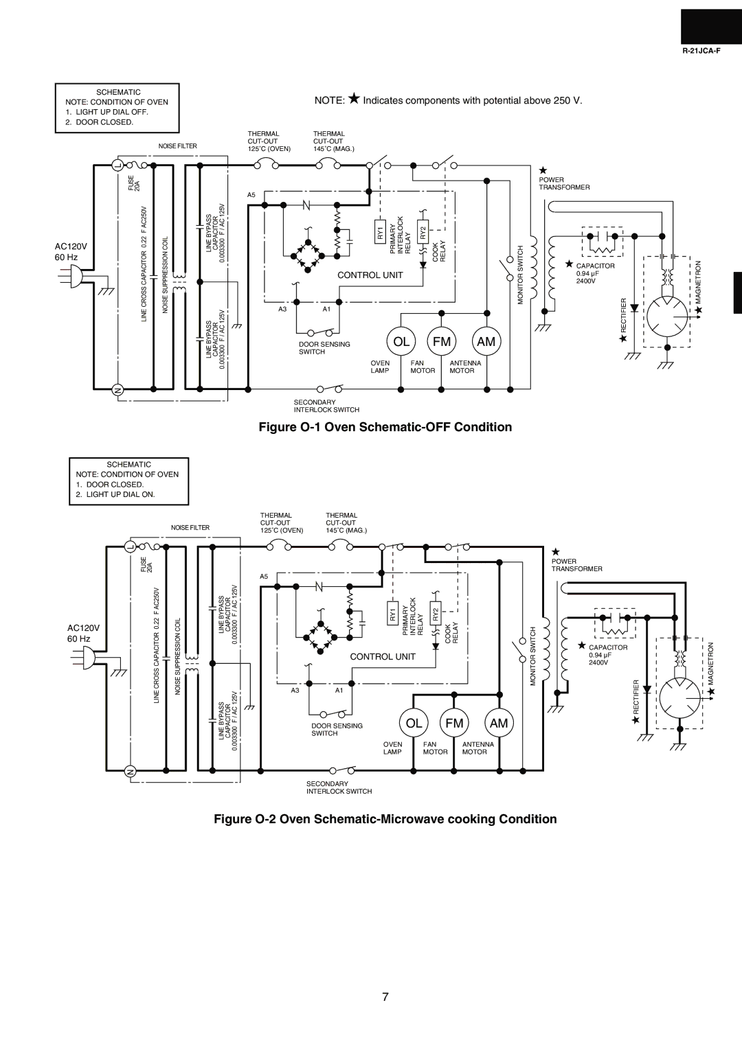 Sharp R-21JCA-F service manual Fm Am, Figure O-1 Oven Schematic-OFF Condition 