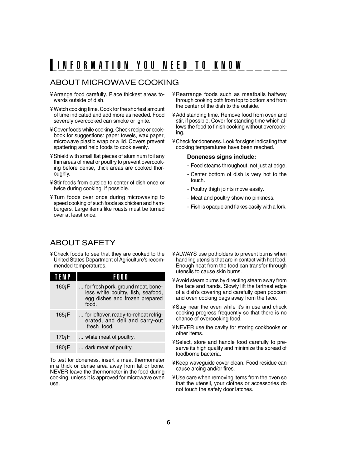 Sharp R-220F operation manual O D, About Microwave Cooking, About Safety 