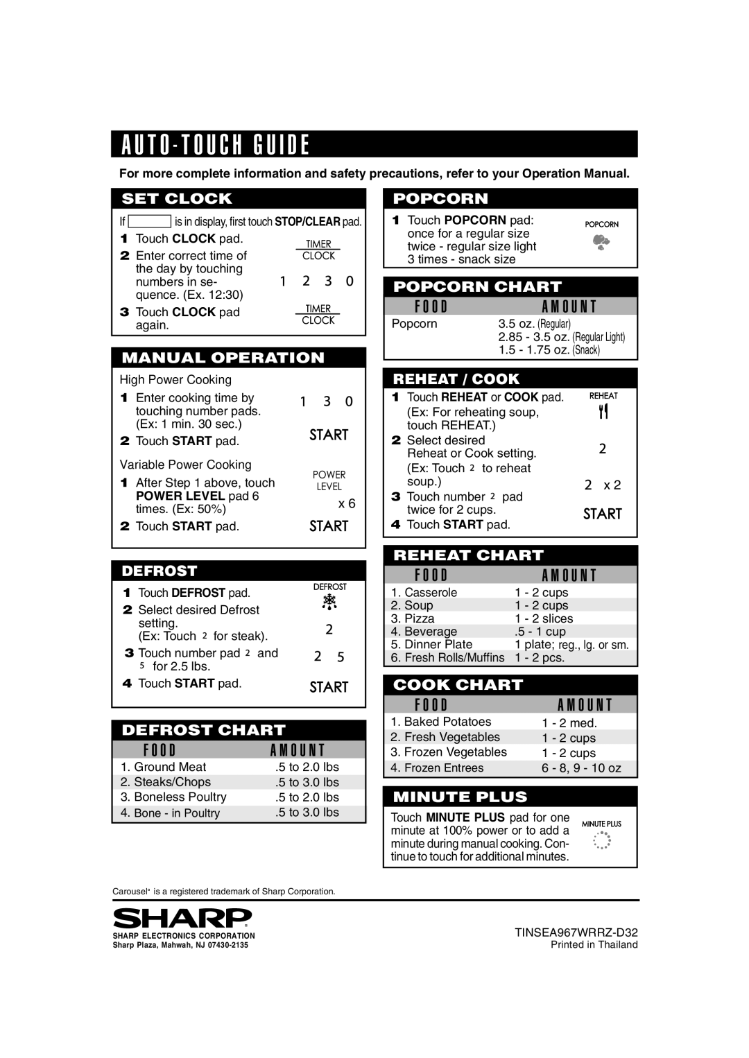 Sharp R-230H, 209H, 203H, 220H operation manual T O T O U C H G U I D E, High Power Cooking 