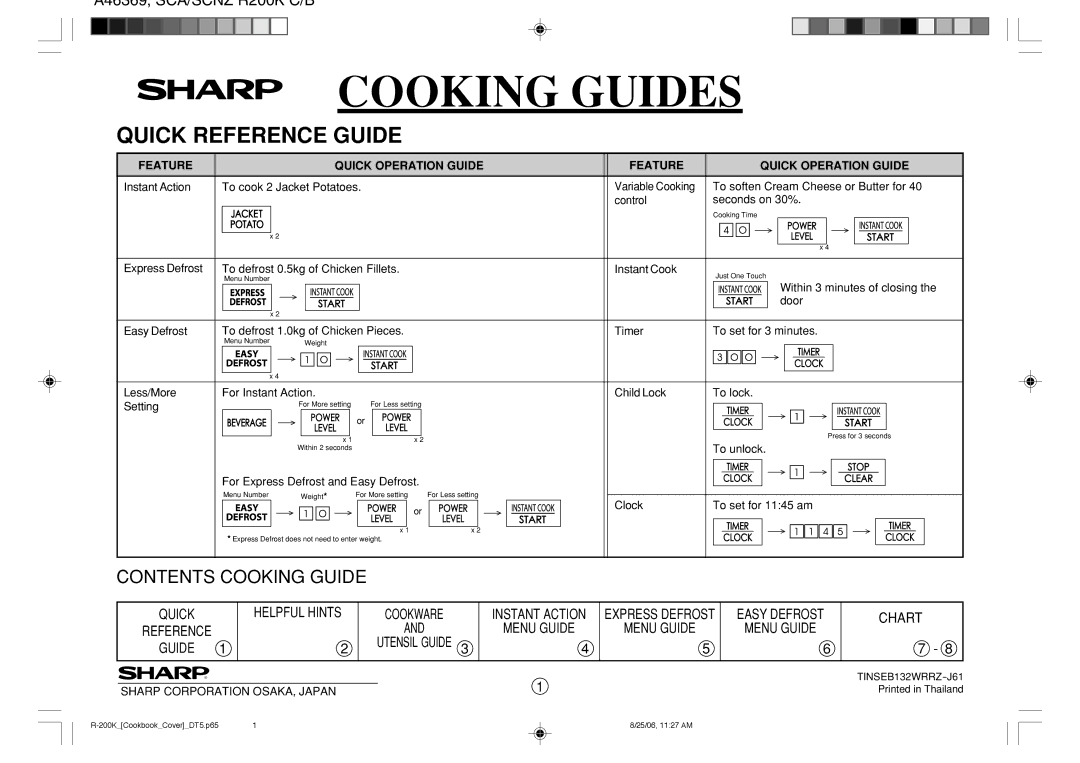 Sharp R-230L, R-200L operation manual Cooking Guides 