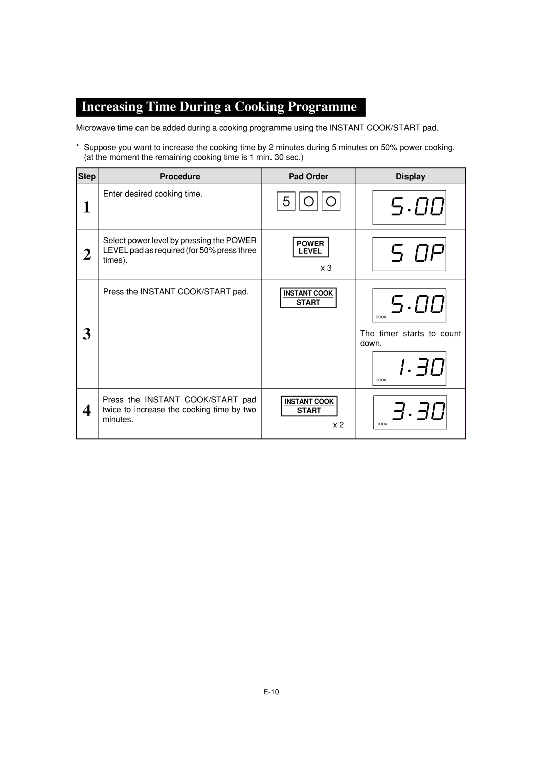 Sharp R-231F operation manual Increasing Time During a Cooking Programme 