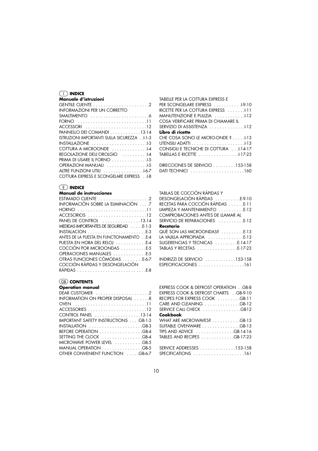 Sharp R-239 operation manual Indice, GB Contents 