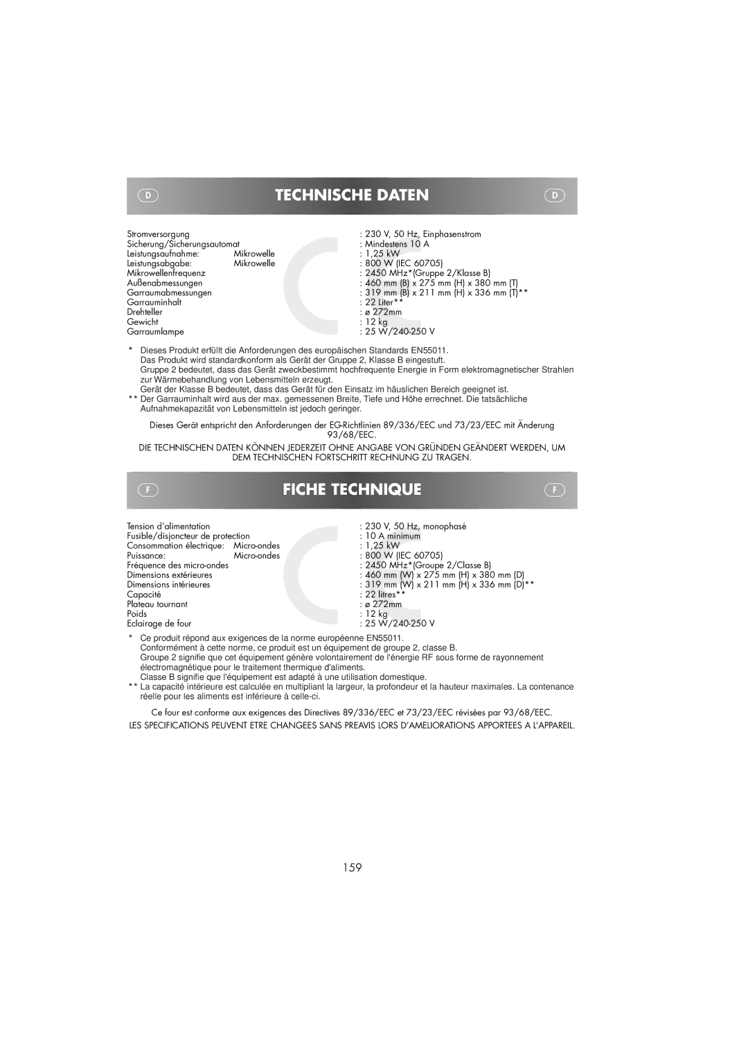 Sharp R-239 operation manual Technische Daten 