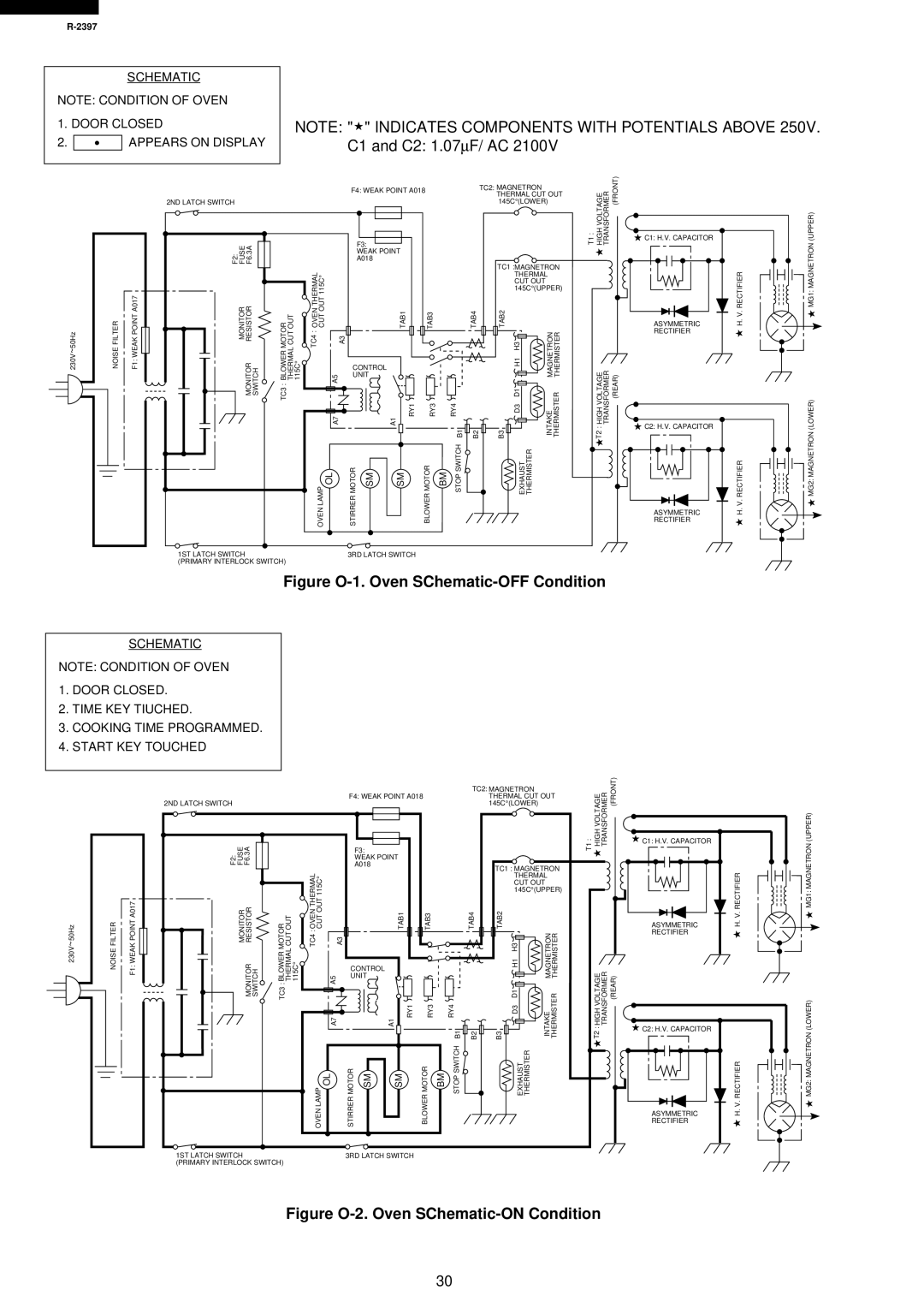 Sharp R-2397 service manual Figure O-1. Oven SChematic-OFF Condition 