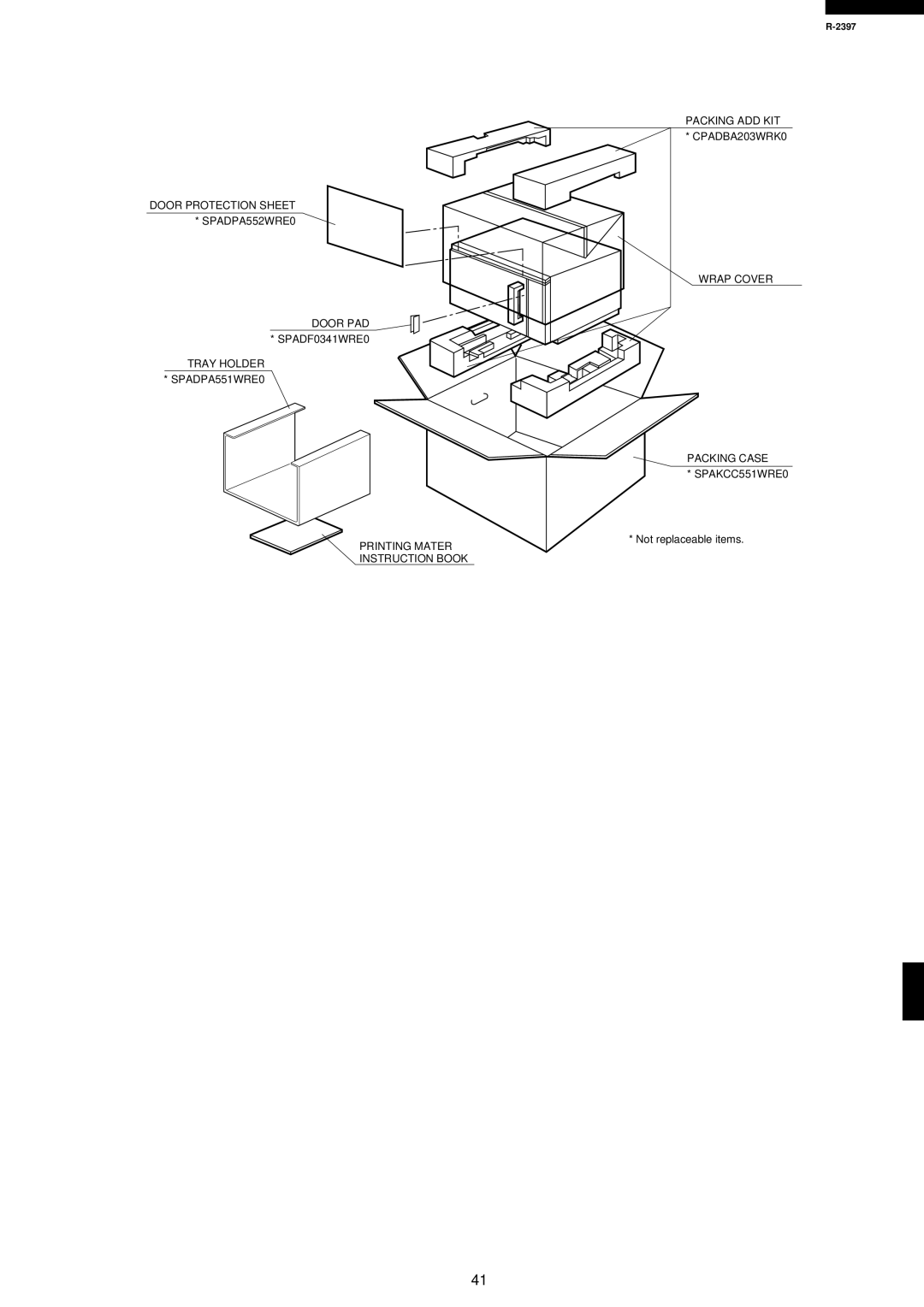 Sharp R-2397 service manual Not replaceable items 