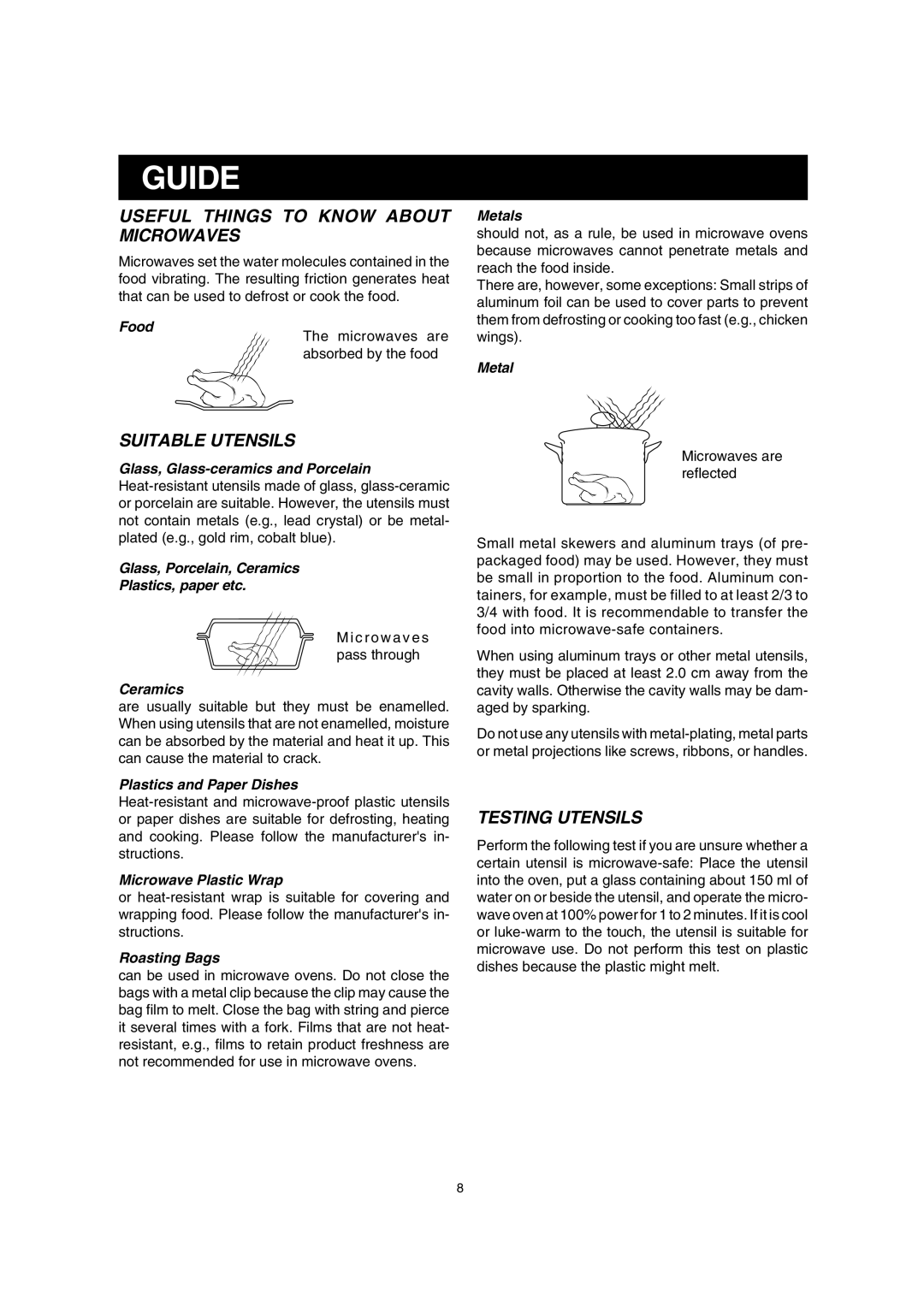 Sharp R-23AM, R-25AM, R-22AM manual Guide, Useful Things to Know about Microwaves 