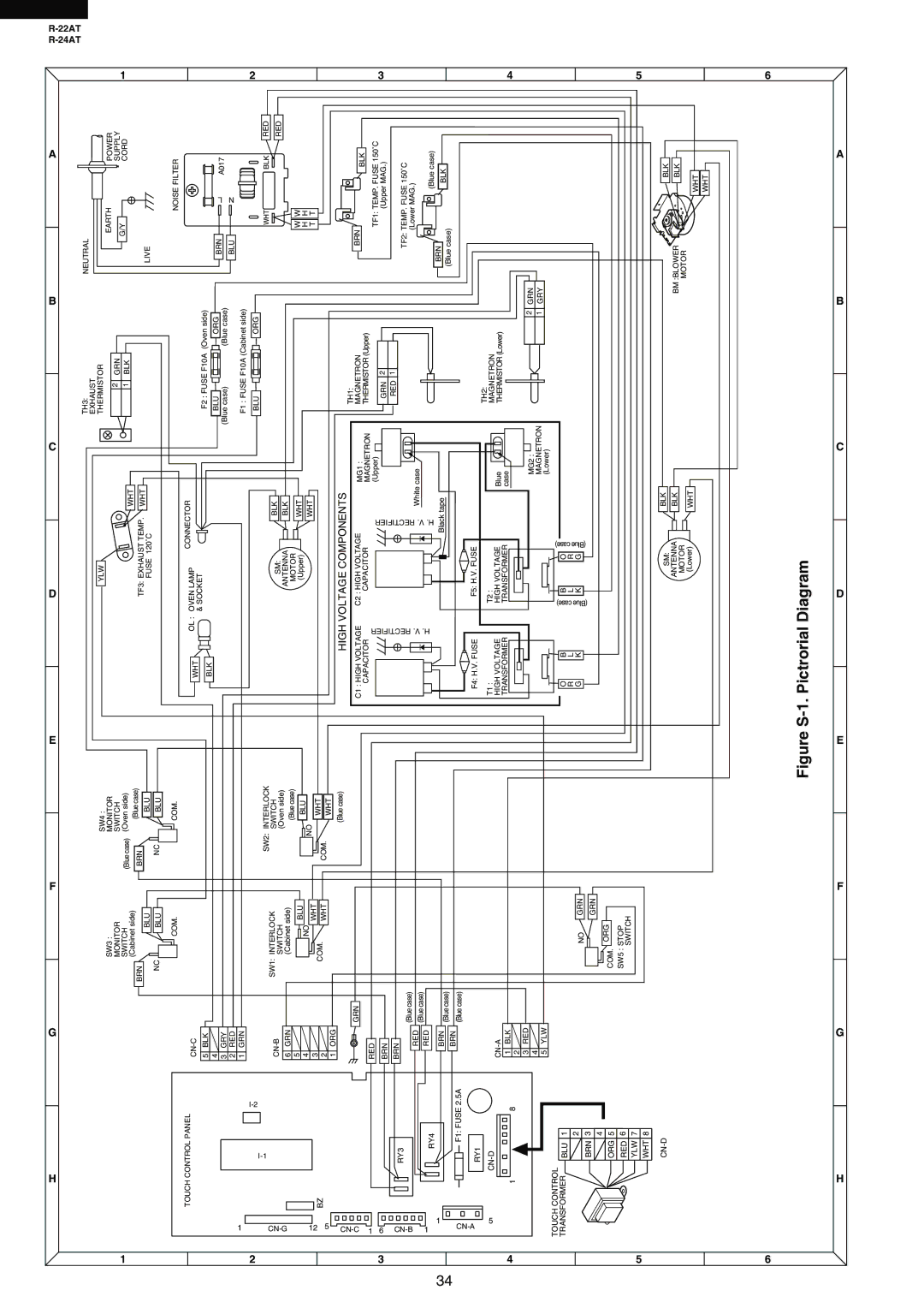 Sharp R-24AT, R-22AT service manual Figure S-1. Pictrorial Diagram 