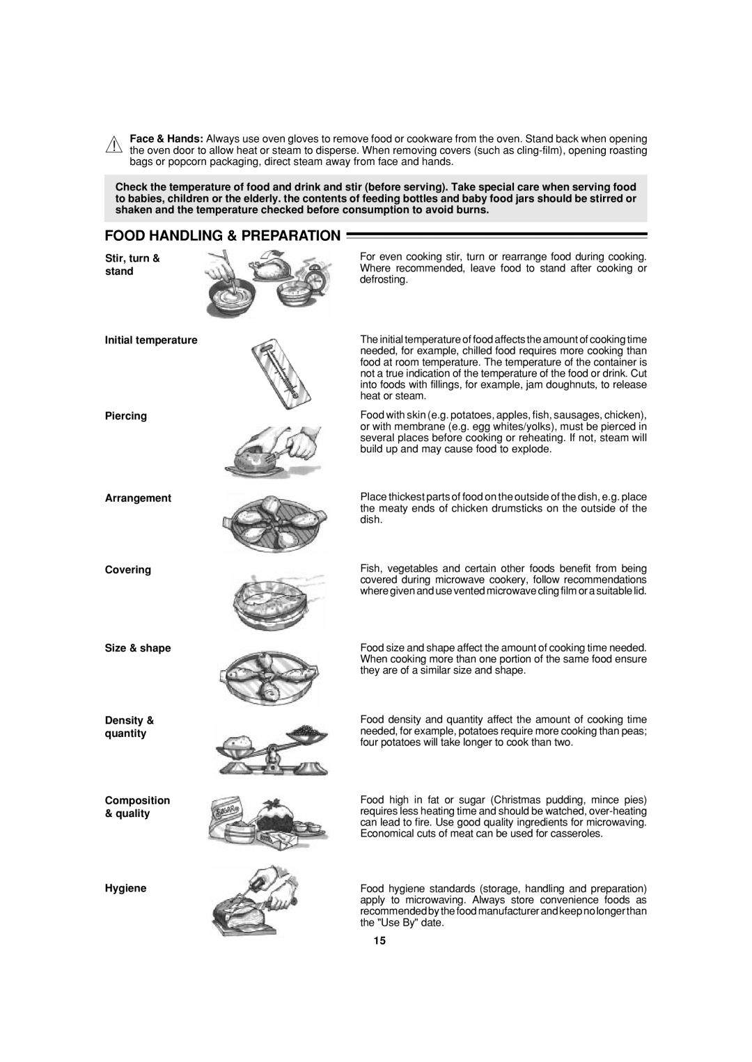 Sharp R-24AT, R-22AT operation manual Food Handling & Preparation 