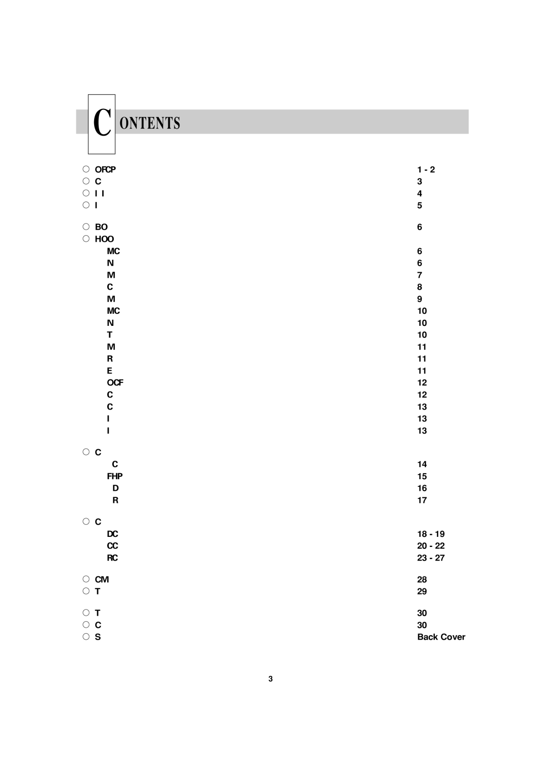 Sharp R-24AT, R-22AT operation manual Ontents 