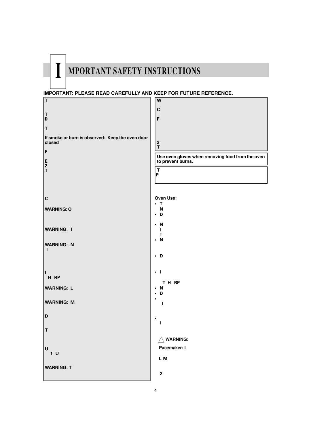 Sharp R-22AT, R-24AT operation manual Mportant Safety Instructions, Oven Use 