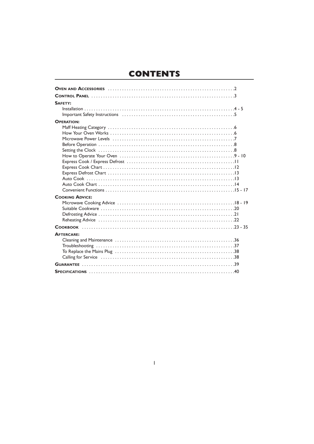 Sharp R-259 operation manual Contents 