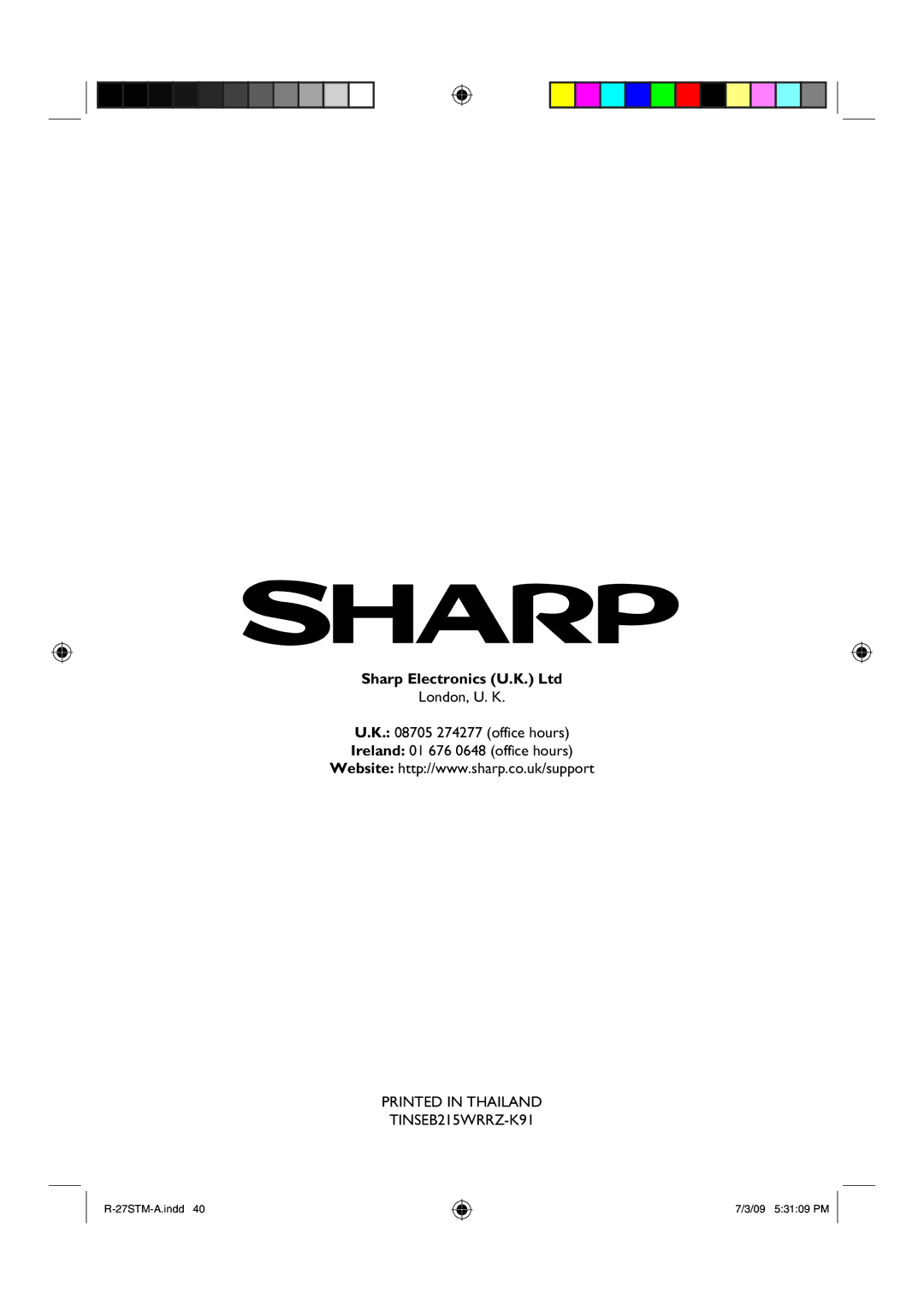 Sharp R-27STM-A manual TINSEB215WRRZ-K91 