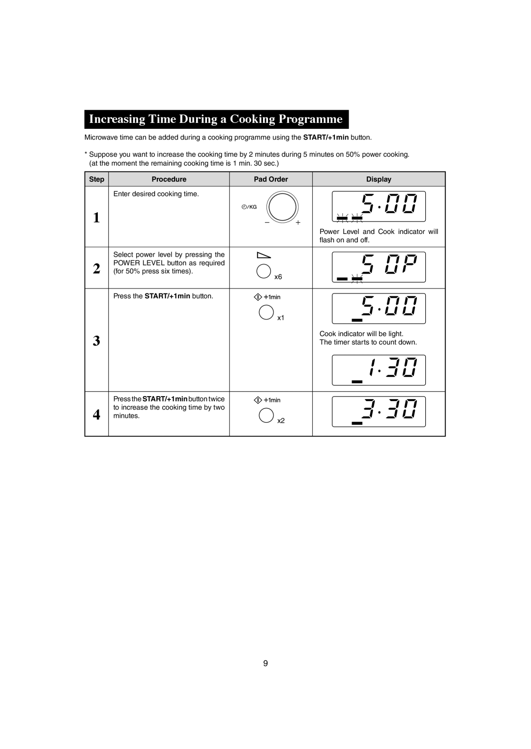 Sharp R-291Z (ST) operation manual Increasing Time During a Cooking Programme 