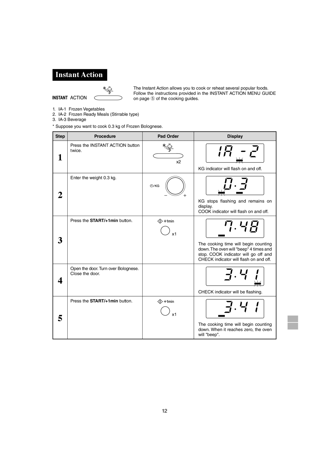 Sharp R-291Z (ST) operation manual Instant Action 