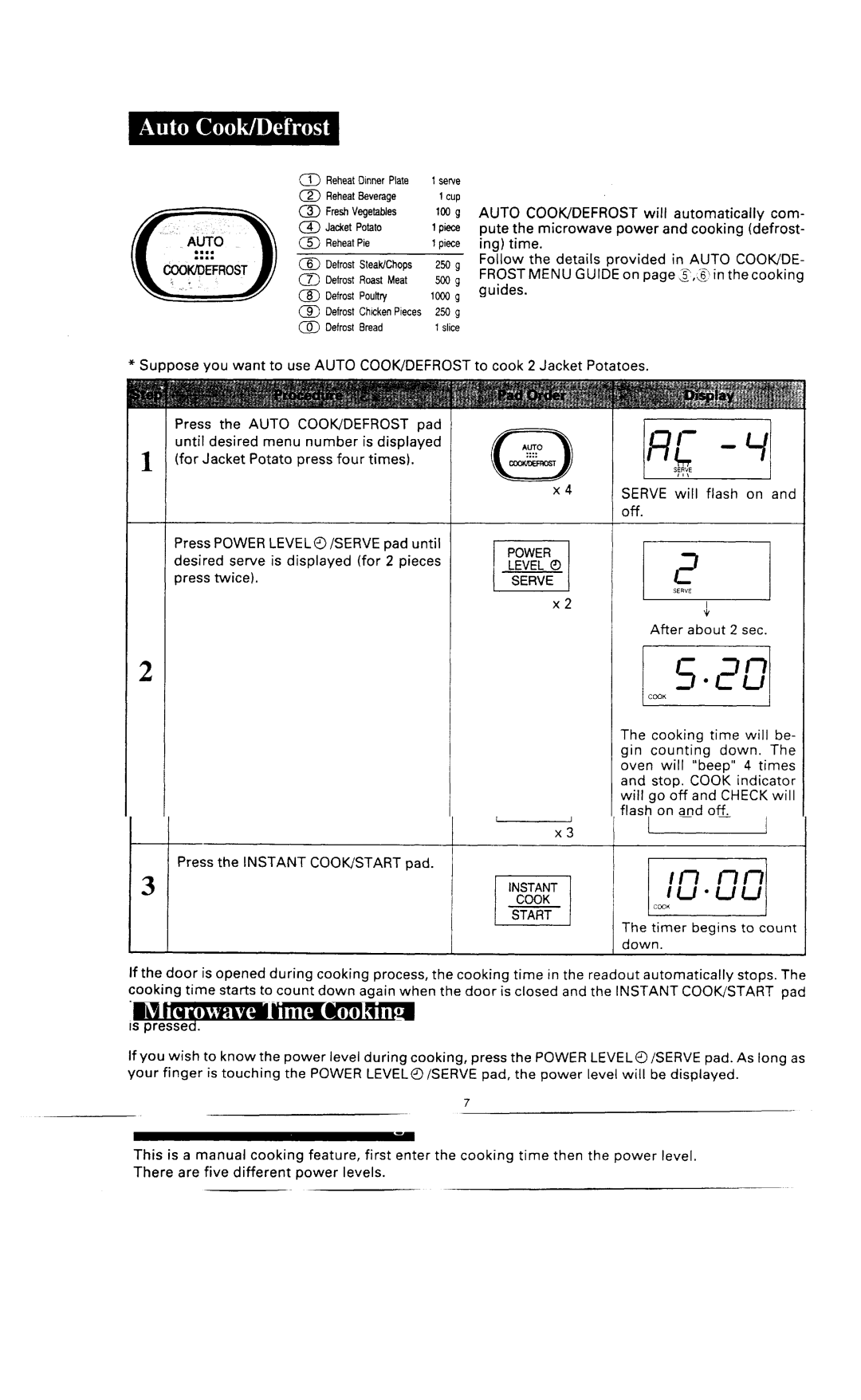 Sharp R-2V58 specifications Ati0, Cookqefrost 