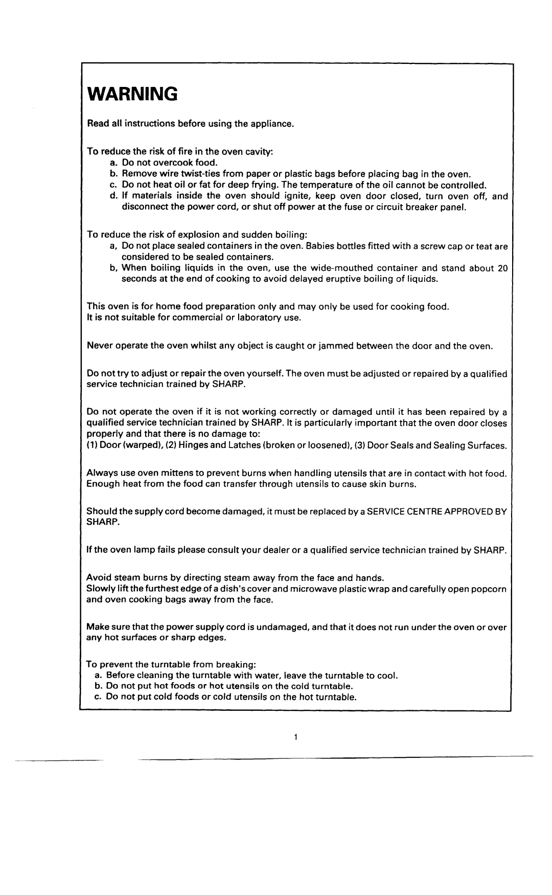 Sharp R-2V58 specifications 