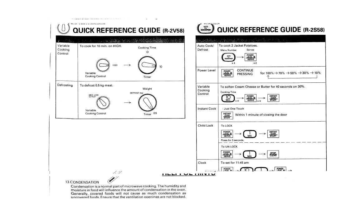 Sharp R-2V58 specifications 0cttJ%wQUICK Referenceguide R-2S58 