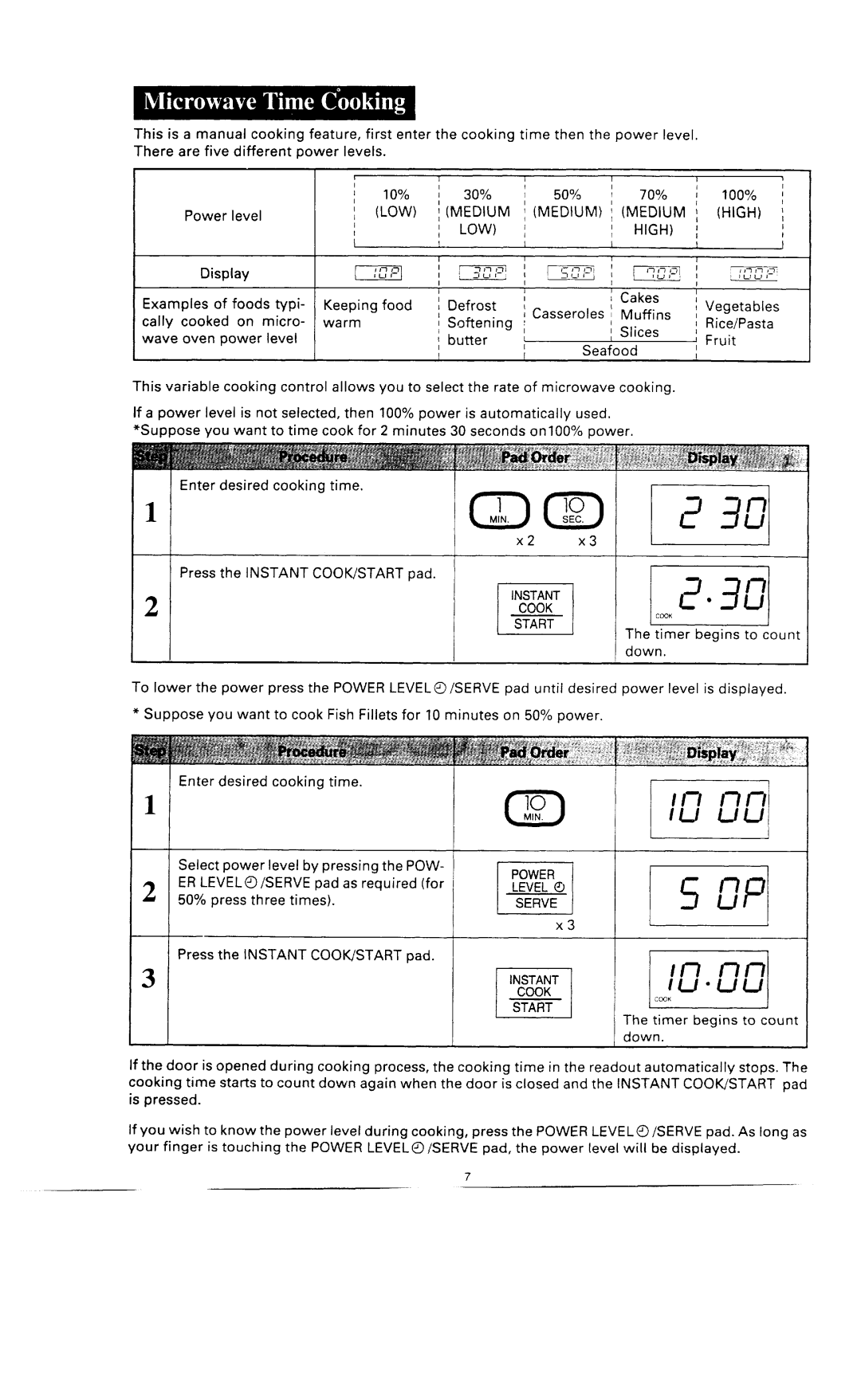 Sharp R-2V58 specifications Low, LOW High, Muffins, RINSTANT-l, Cook 