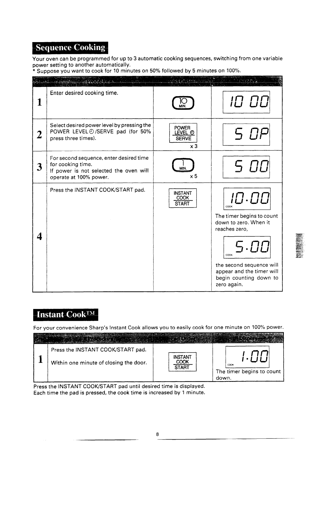 Sharp R-2V58 specifications IEnter desired cooking time, 0MIN 