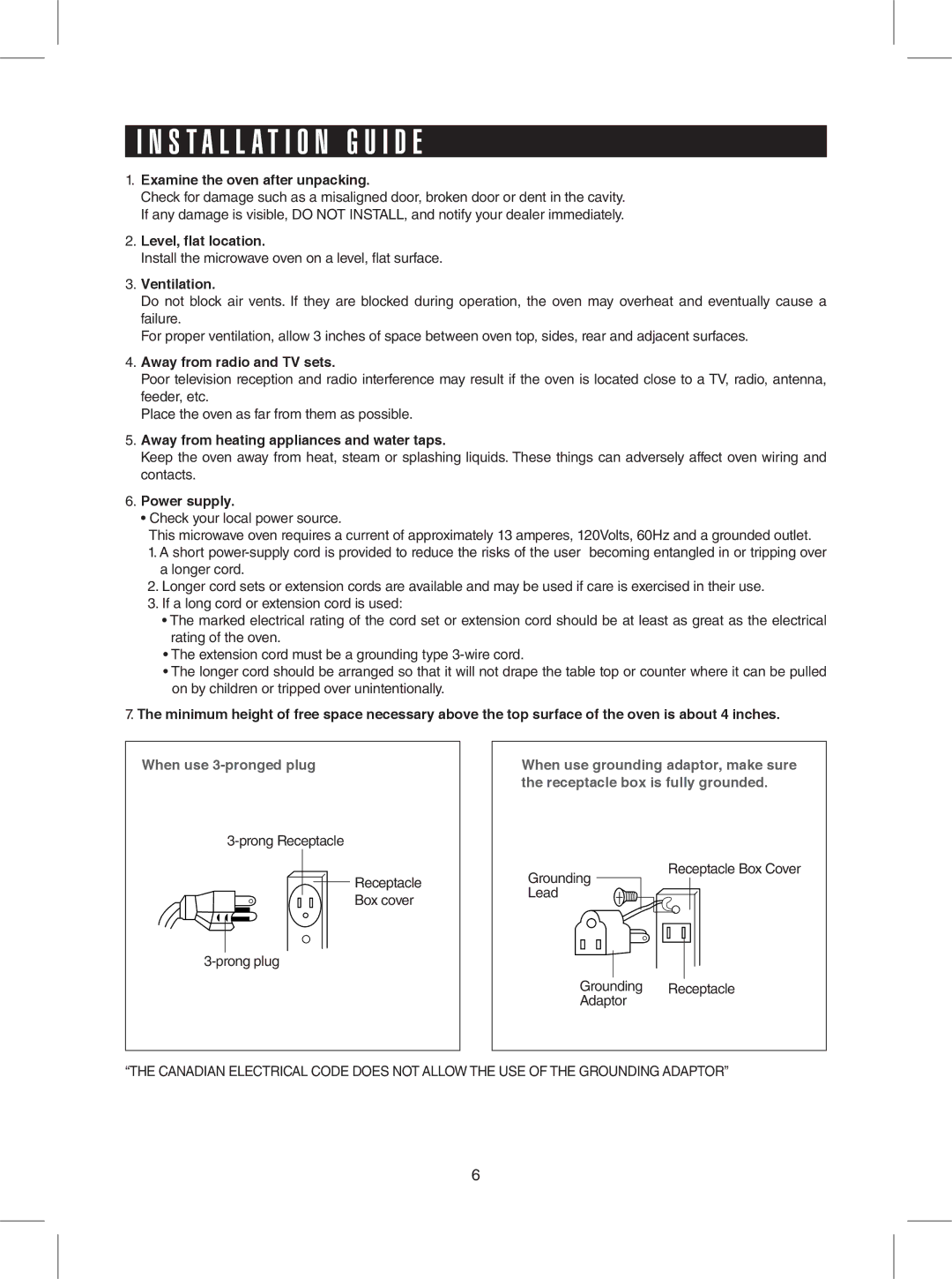 Sharp R-309YW, R-309YK, R-309YV warranty Installation G U I D E 