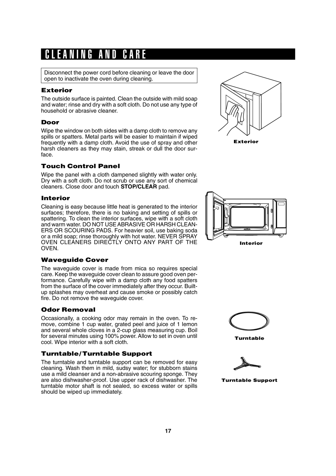 Sharp R-310H operation manual E a N I N G a N D C a R E, Exterior 