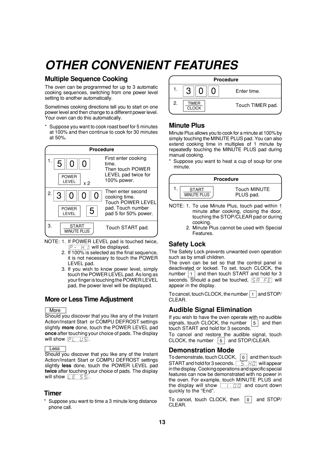 Sharp R-309B, R-312A, R-305A, R-308A, R-310A, R-305B operation manual Other Convenient Features 