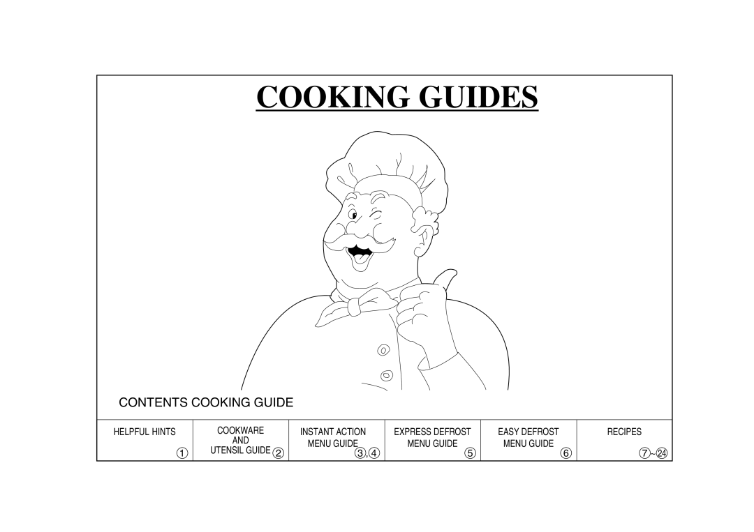 Sharp R-330J(W), R-330J(S) manual Cooking Guides, Contents Cooking Guide 