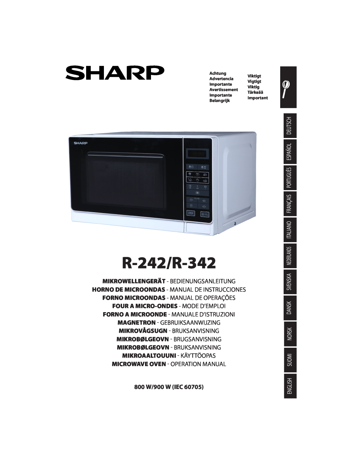 Sharp operation manual R-242/R-342, Mikrowellengerät - Bedienungsanleitung, Forno Microondas - Manual De Operações 