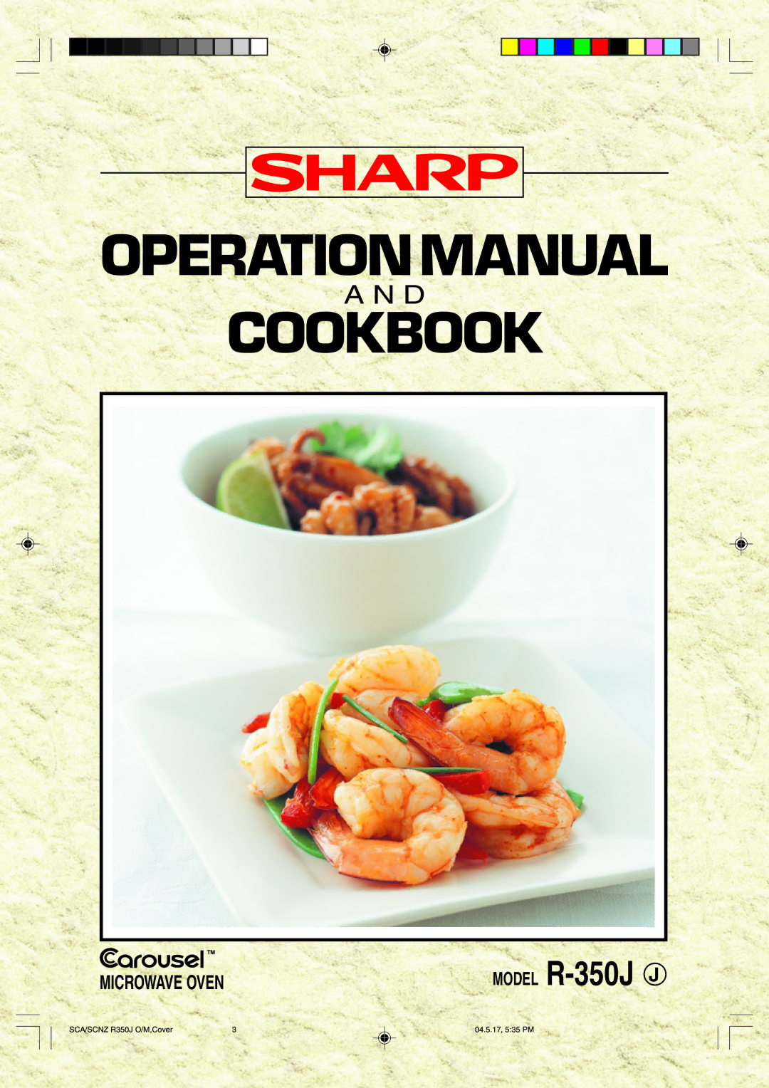 Sharp R-350J operation manual Operationmanual Cookbook 