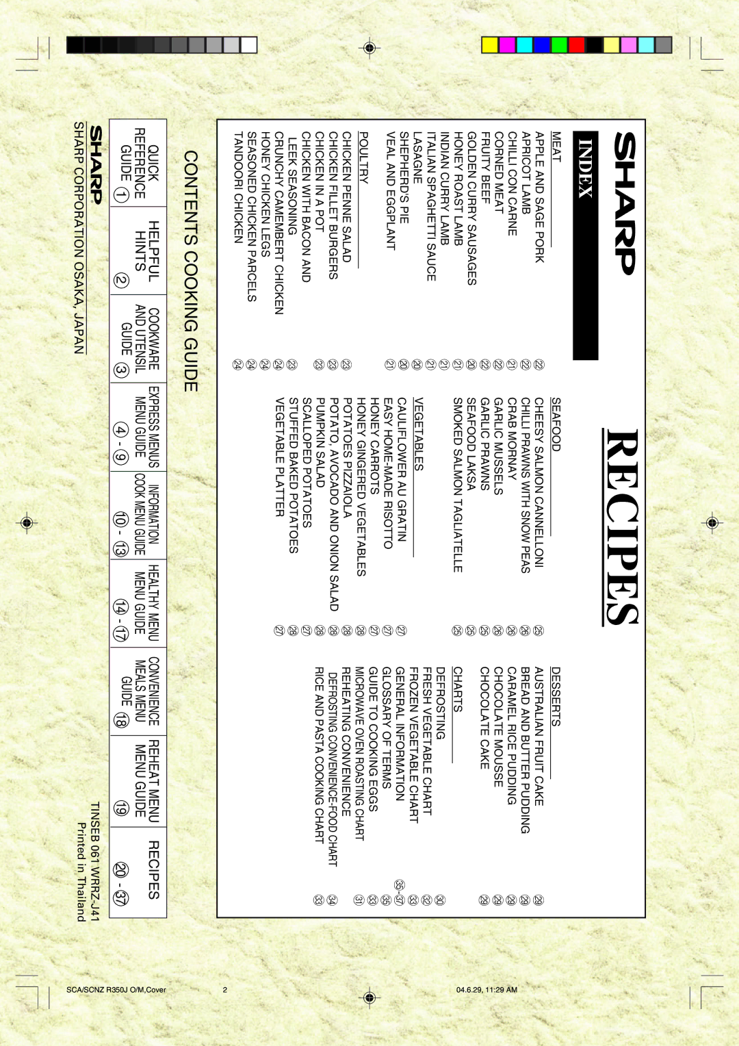 Sharp R-350J operation manual Recipes 