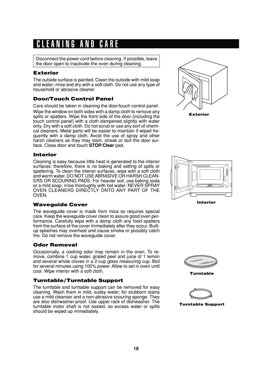 Sharp R-370E operation manual E a N I N G a N D C a R E, Exterior 