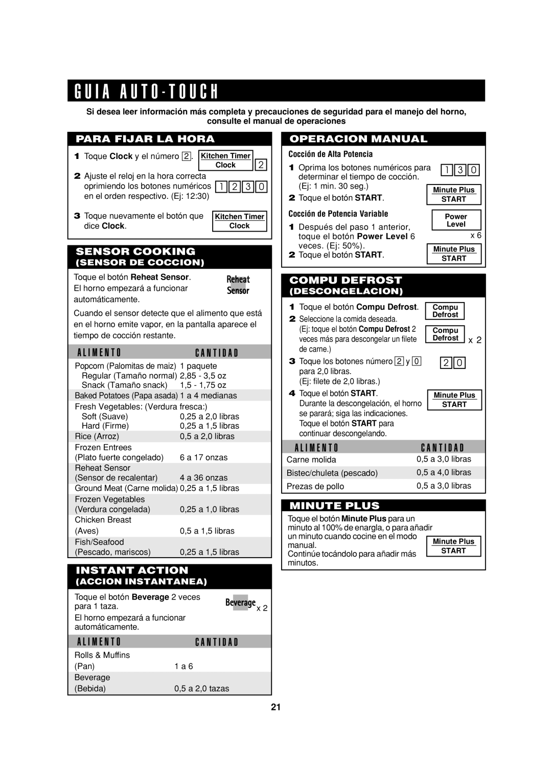 Sharp R-370E operation manual Cocción de Alta Potencia, Cocción de Potencia Variable 