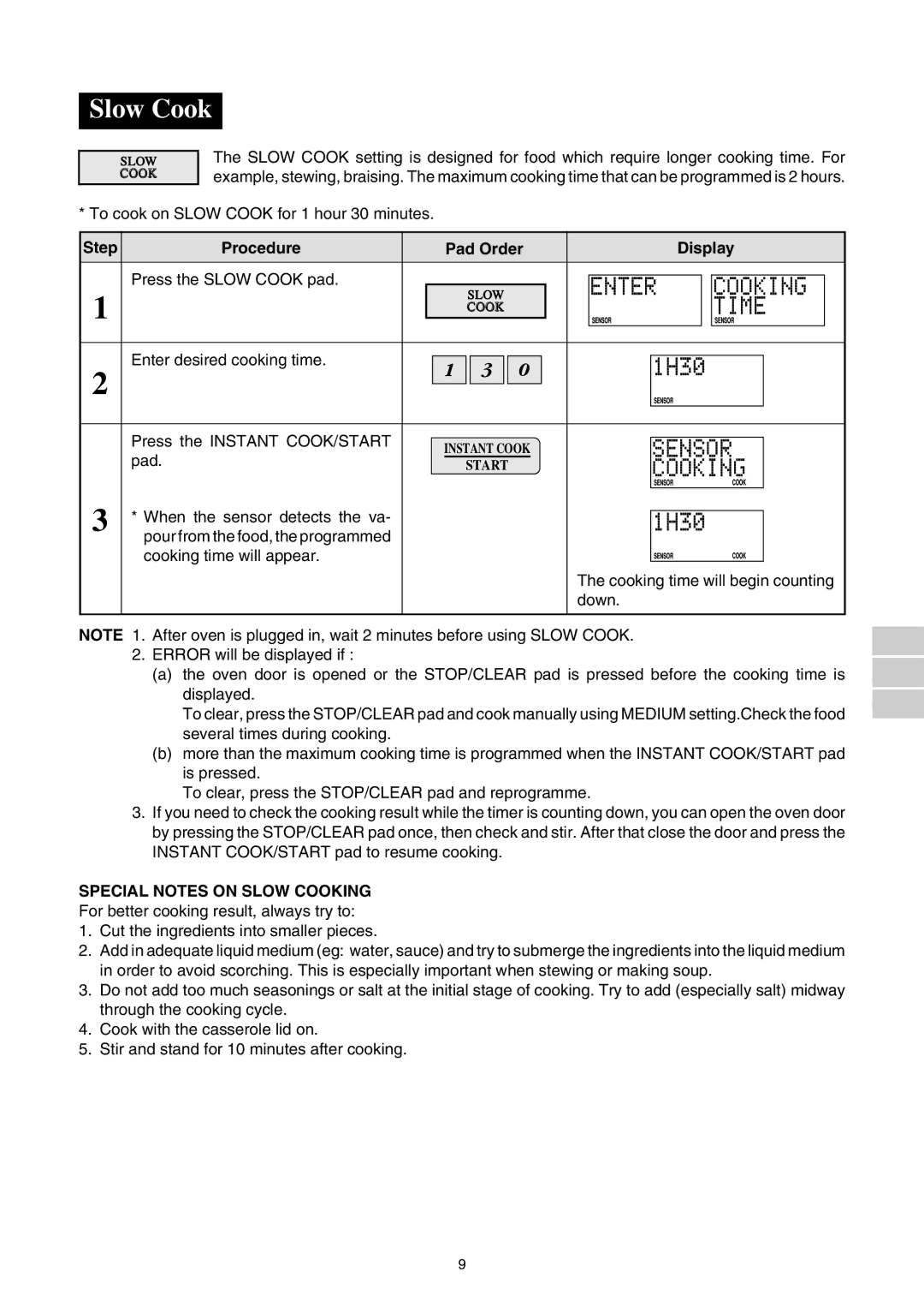 Sharp R-380D manual Slow Cook, T E R, N S O R 