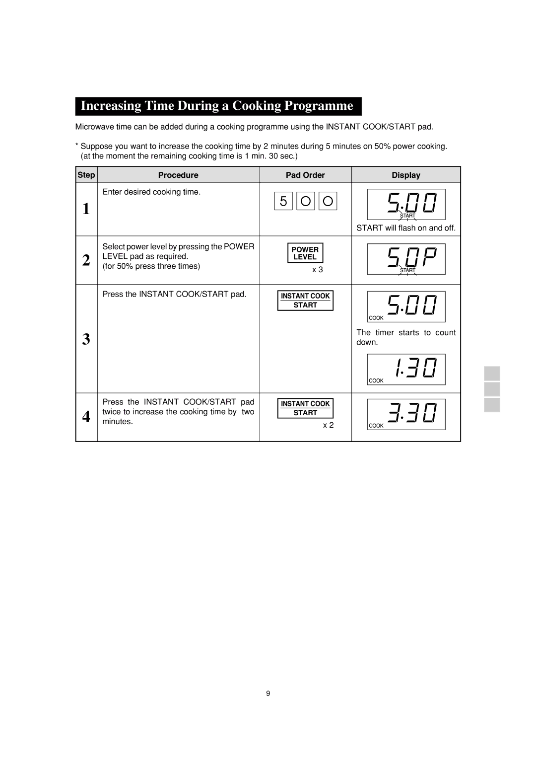 Sharp R-390H(S) operation manual Increasing Time During a Cooking Programme 