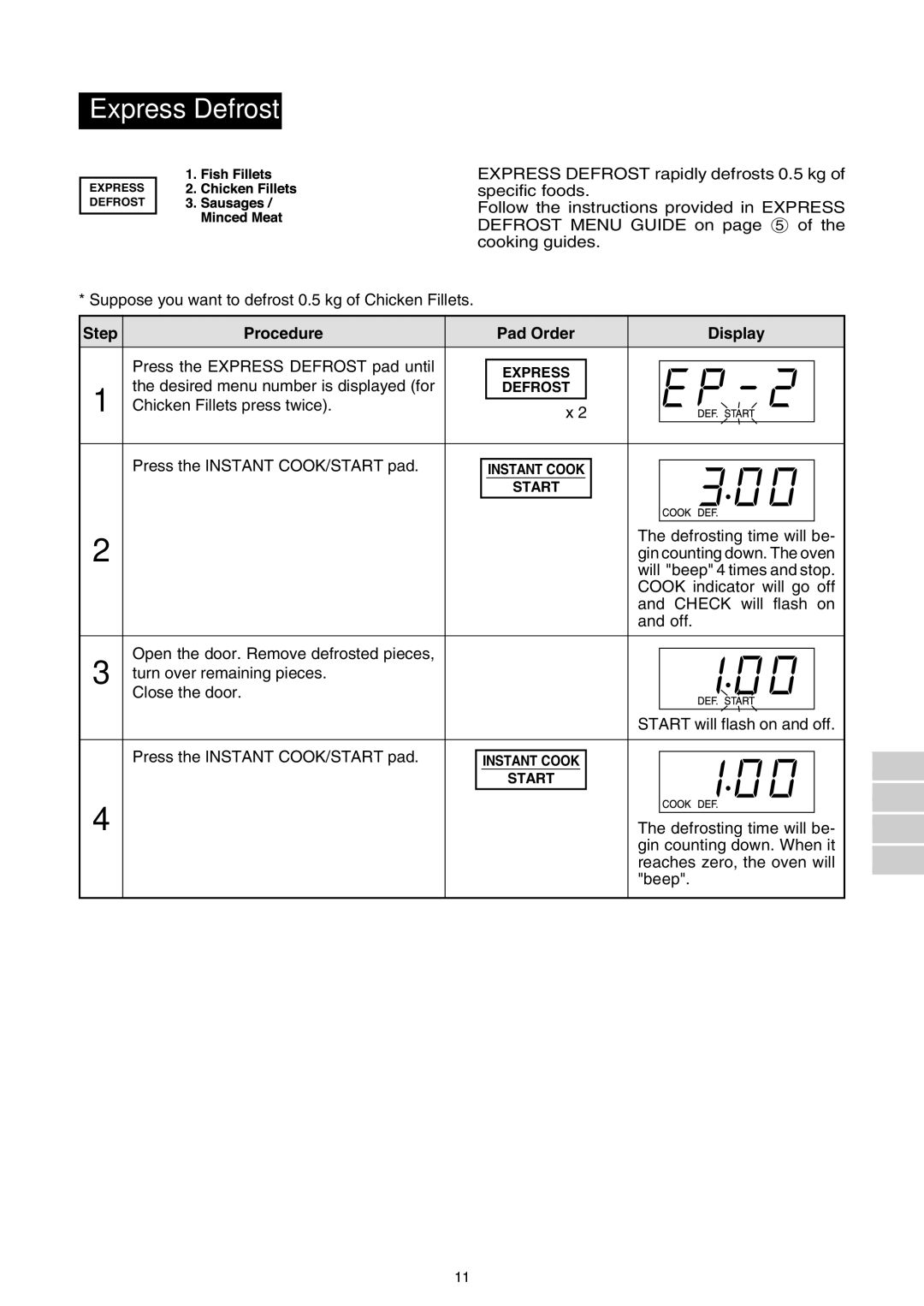 Sharp R-330F J, R-395F(S) operation manual Express Defrost 