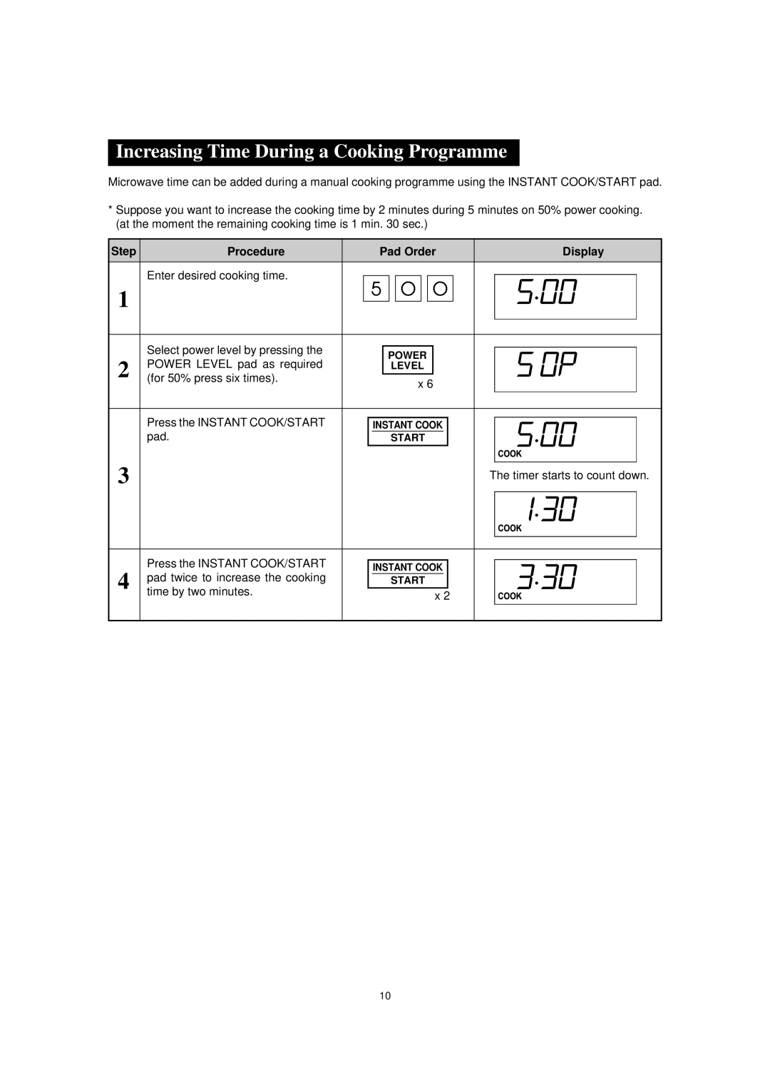 Sharp R-395Y(S), R395Y O/M operation manual Increasing Time During a Cooking Programme 