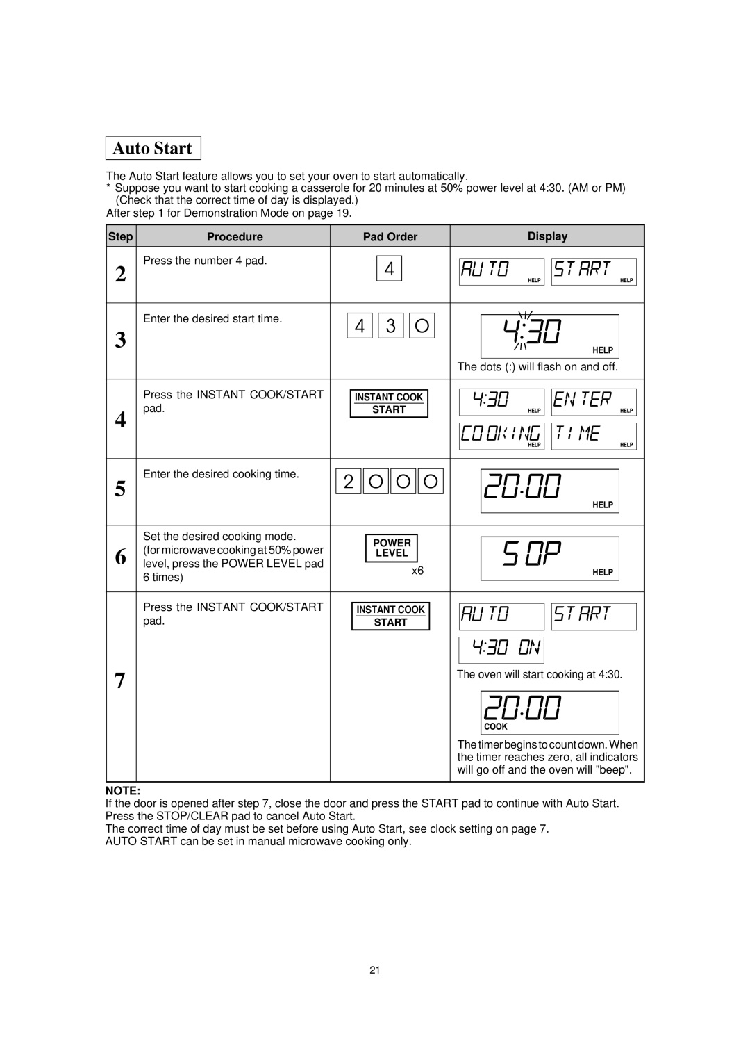 Sharp R395Y O/M, R-395Y(S) operation manual Auto Start, Oven will start cooking at 