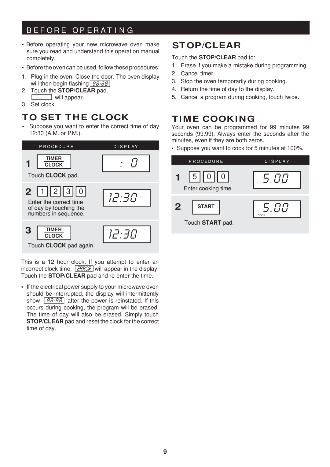 Sharp R-402FW warranty F O R E O P E R a T I N G, Stop/Clear, To SET the Clock, Time Cooking 