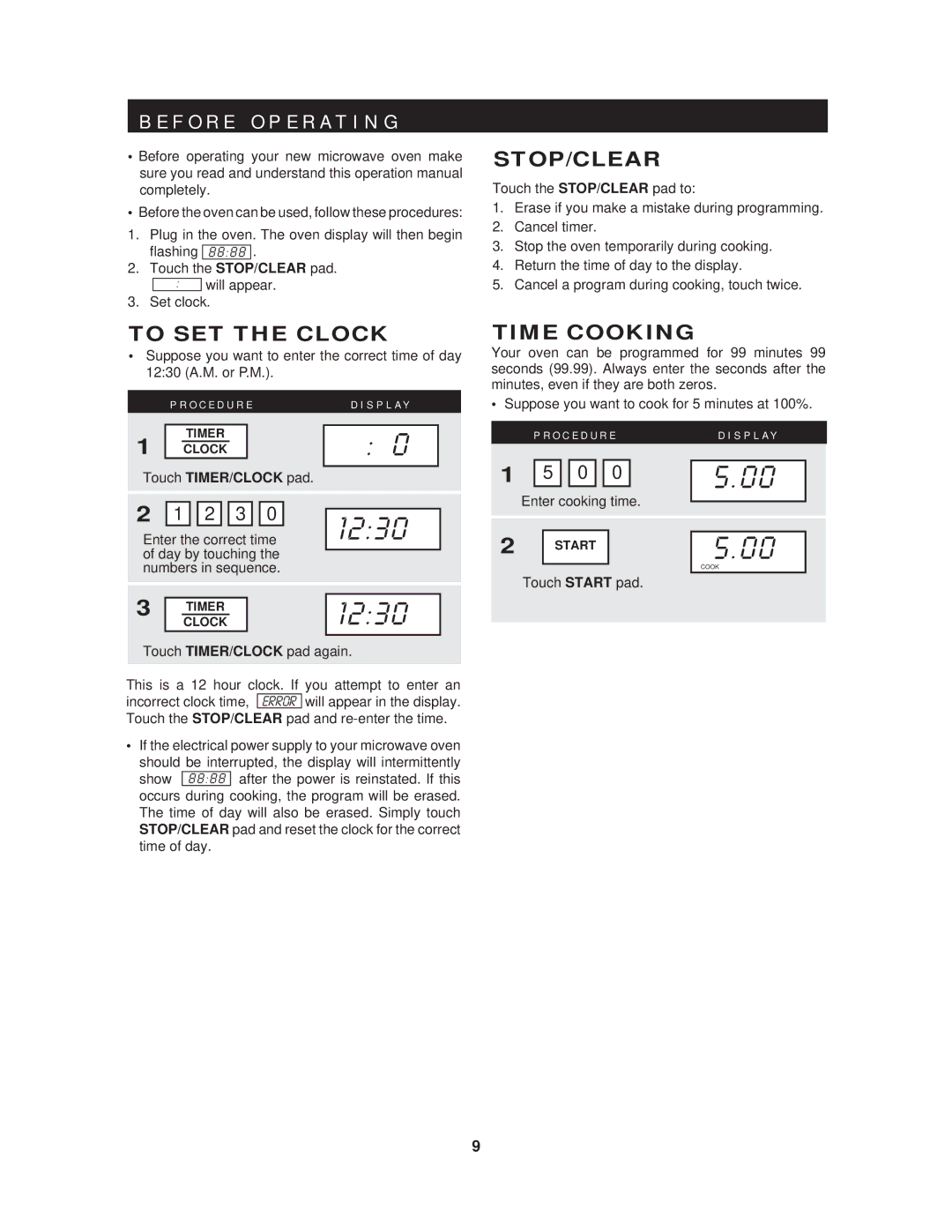 Sharp R-403HW warranty F O R E O P E R a T I N G, To SET the Clock, Stop/Clear, Time Cooking, Touch TIMER/CLOCK pad 