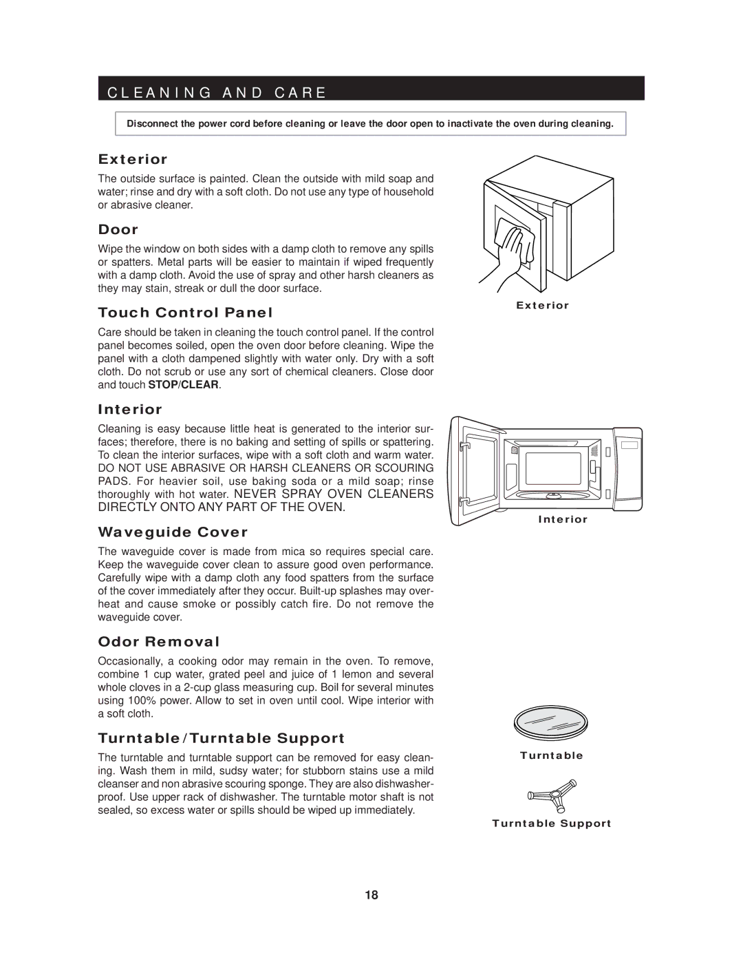 Sharp R-403HW warranty E a N I N G a N D C a R E, Exterior 