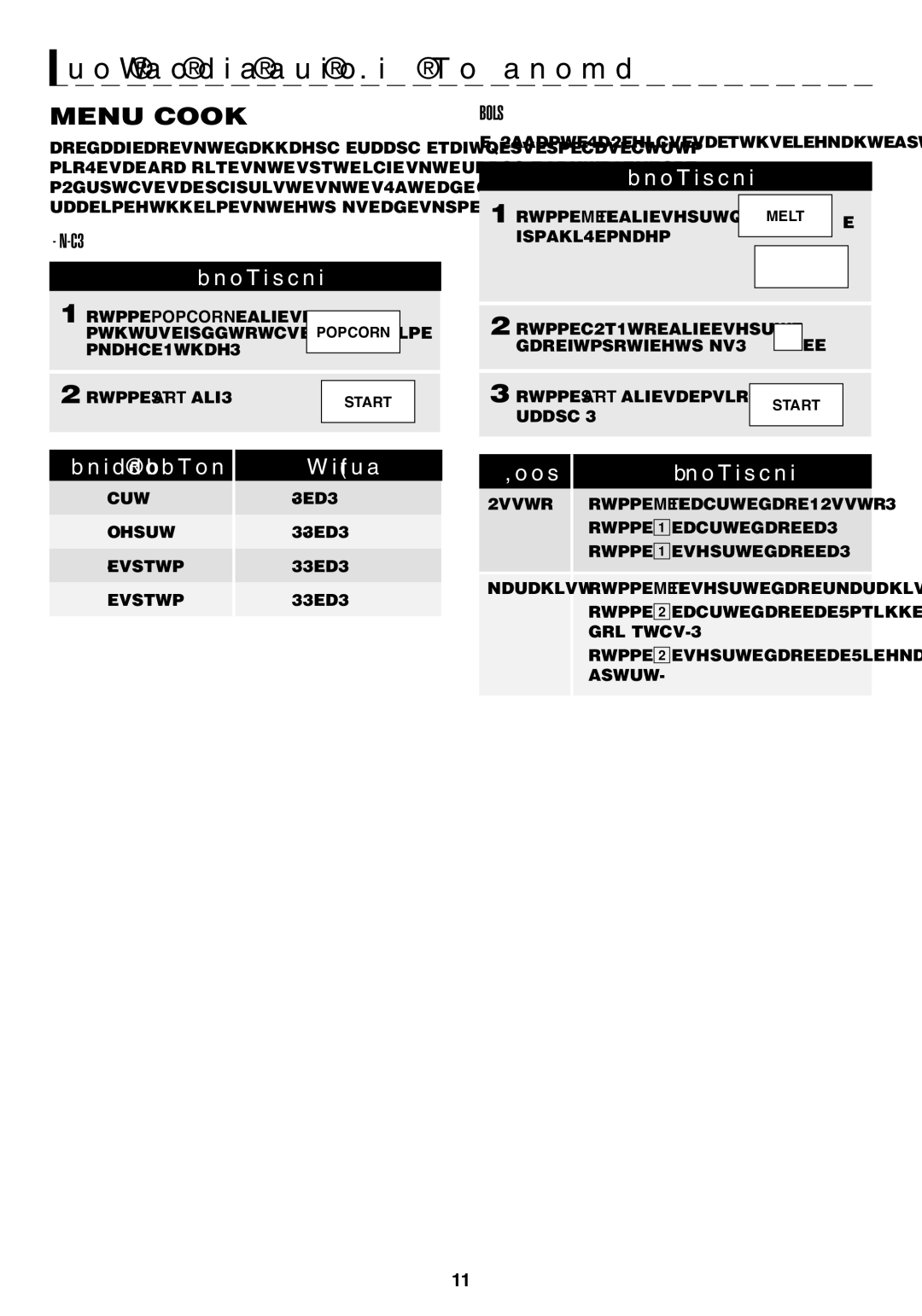 Sharp R-303T, R-403TKC warranty Menu Cook 