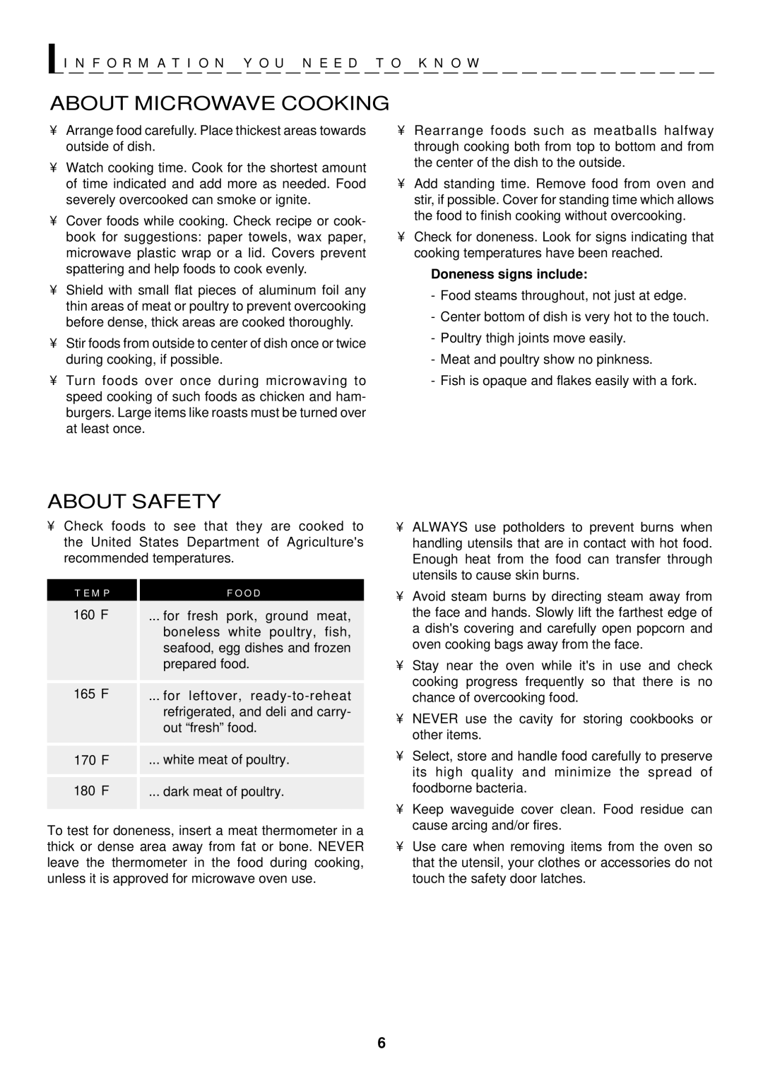 Sharp R-410D, R-510D operation manual About Microwave Cooking, About Safety, M P O D, Doneness signs include 